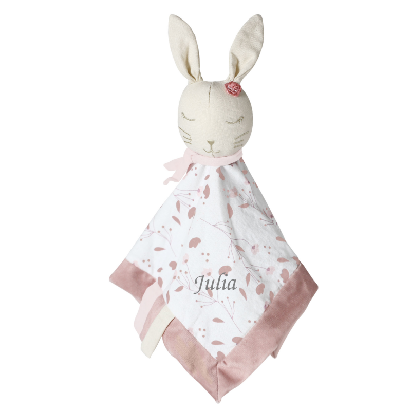  - rose et lili - plat lange coton bio lapin rose blanc 30 cm 